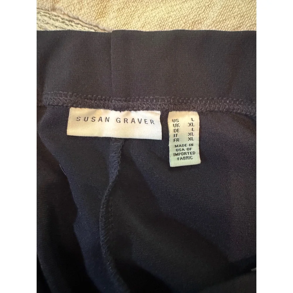 Susan Graver Minimalist Liquid Knit Black Straight Leg Pants Womens Large L